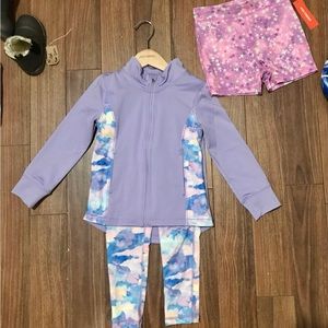 Size 4/5 Gymnastic Girls Zip Up Track Jacket Matching Leggings and Shorts Lot